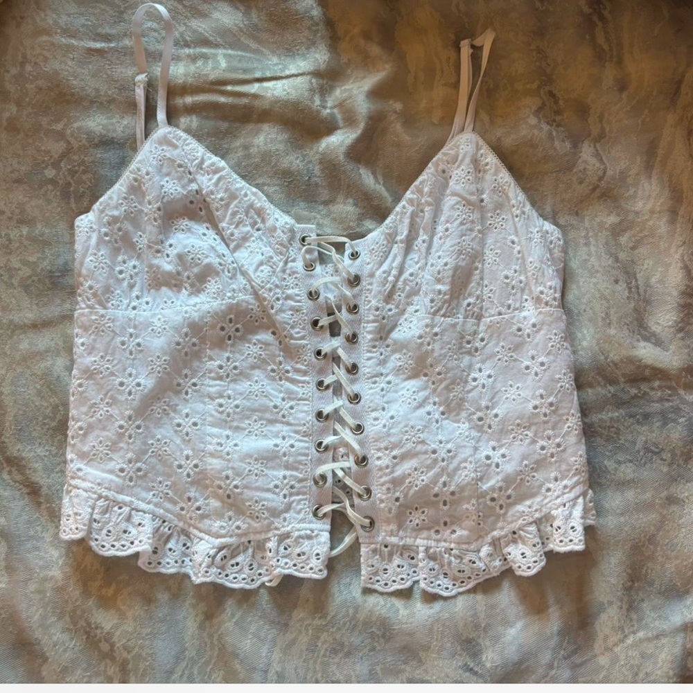 Garage white lace top